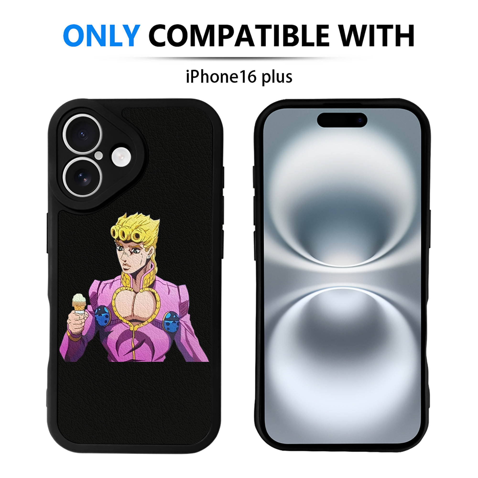 （画像用） ジョジョの奇妙な冒険 ジョルノ?ジョバァーナ JoJo's Bizarre Adventure Giorno Giovanna 【iPhone 16シリーズ対応】シリコンスマホケース（レザー調） 材質：シリコン